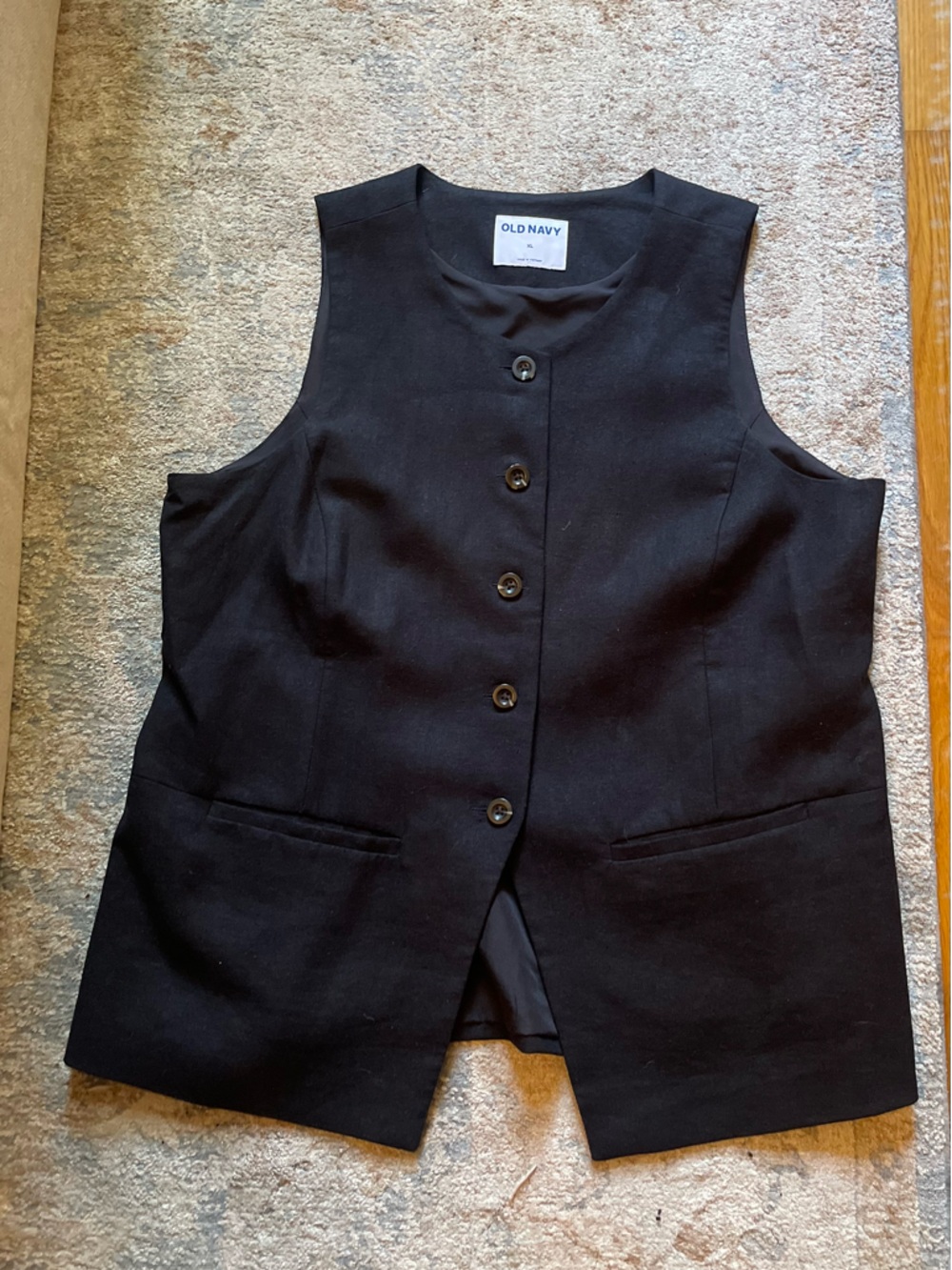 Old Navy Black Sleeveless Vest with Button Front